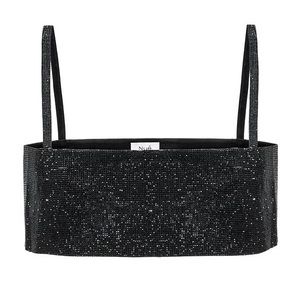 NWT Nue Nué Studio Black Rhinestone Crystal Embellished Charlotte Crop Top